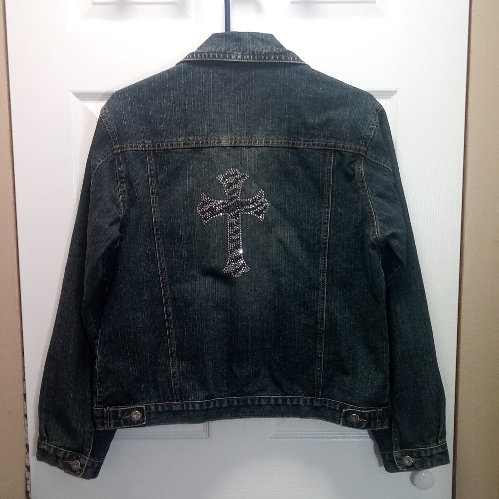 Katydid Denim Jacket with Sequined Cross